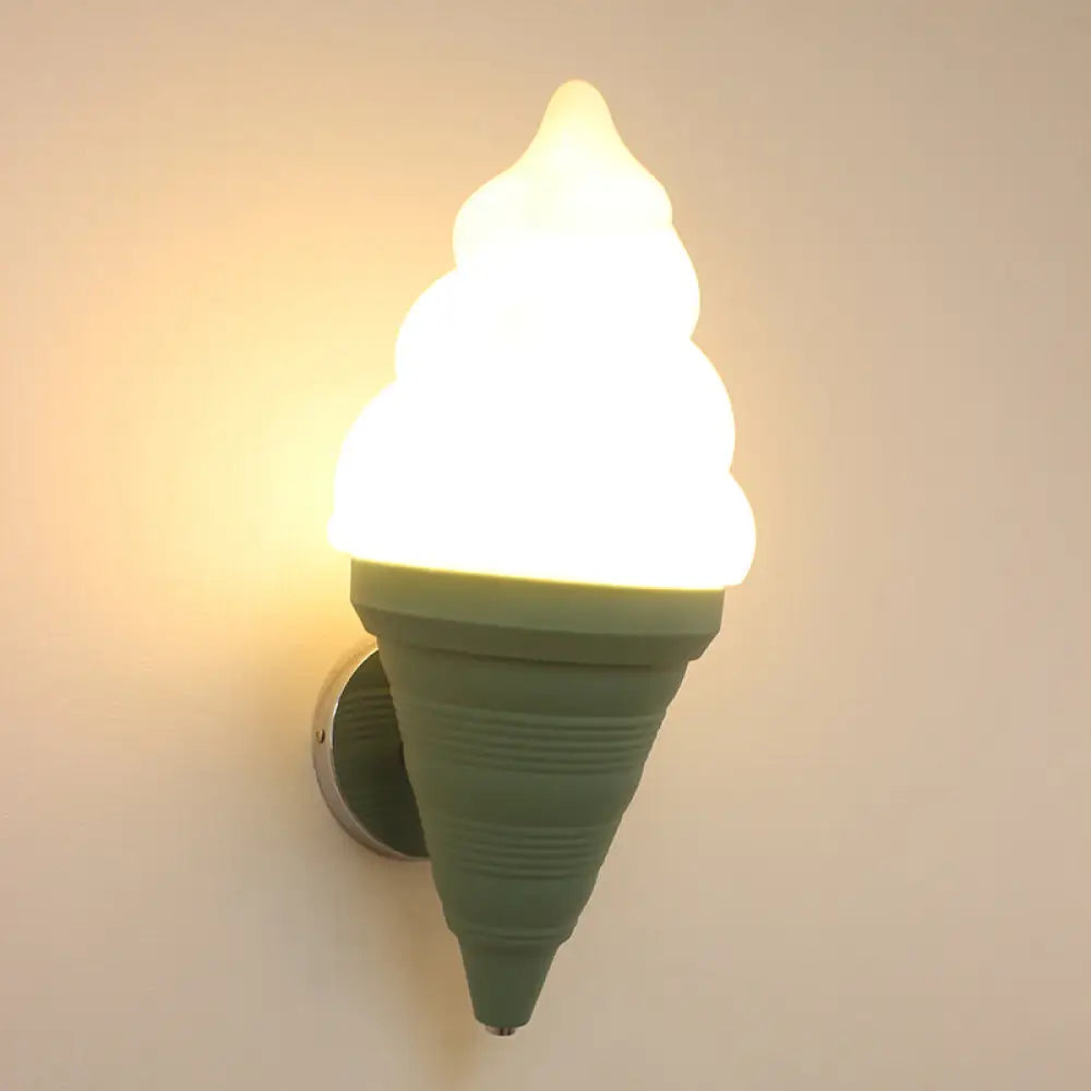 Ice Cream Shaped Led Wall Lamp For Childrens Bedroom Green / Warm