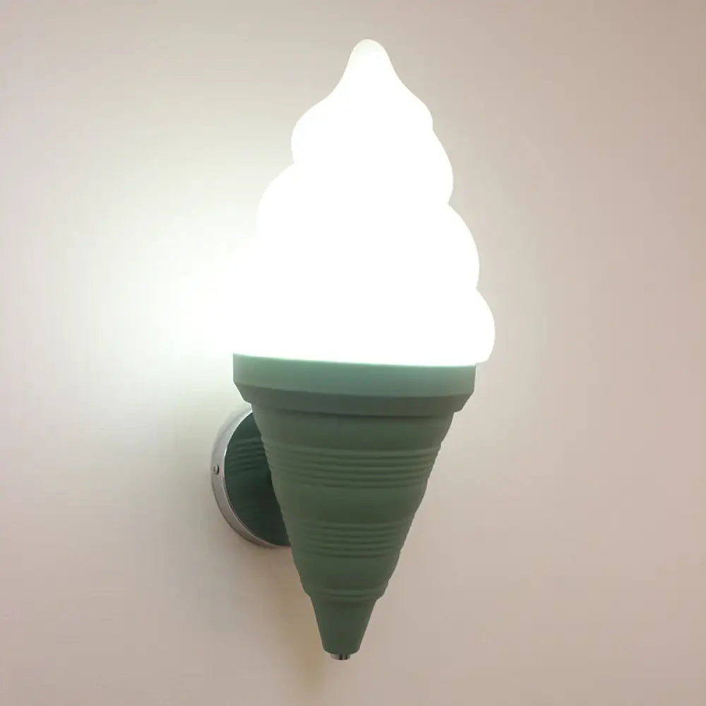 Ice Cream Shaped Led Wall Lamp For Childrens Bedroom Green / White