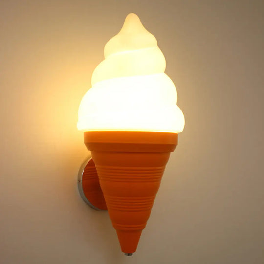 Ice Cream Shaped Led Wall Lamp For Childrens Bedroom Orange / Warm