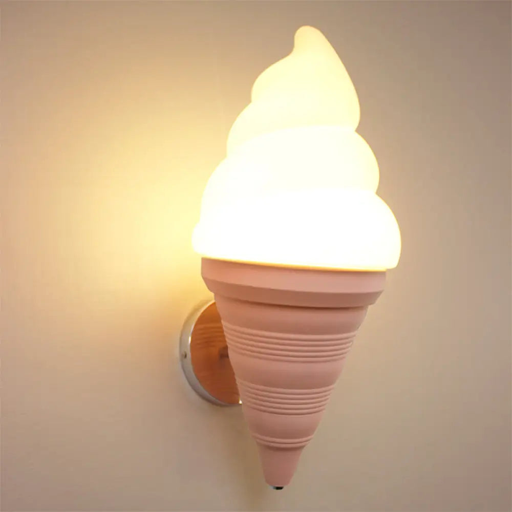 Ice Cream Shaped Led Wall Lamp For Childrens Bedroom Pink / Warm