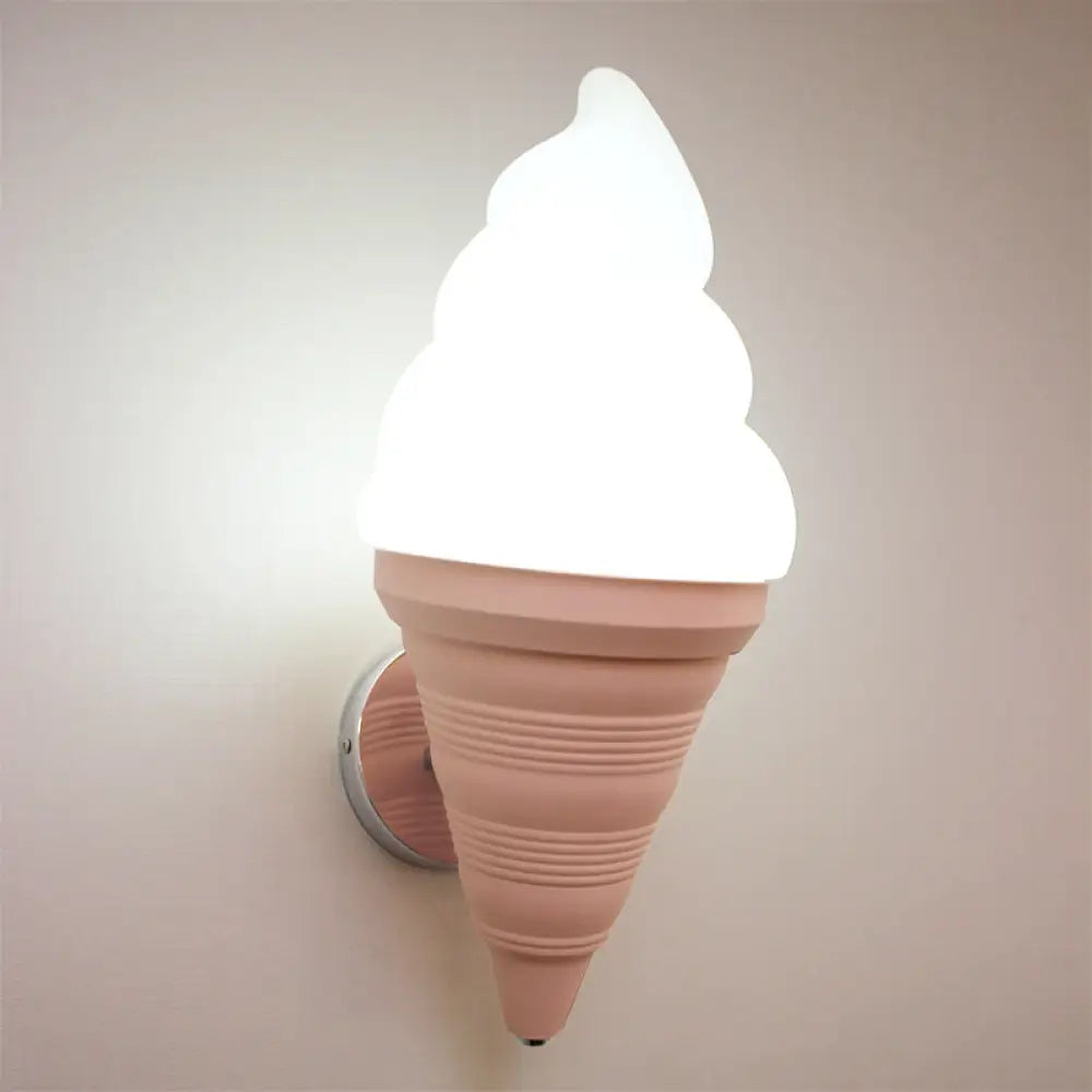 Ice Cream Shaped Led Wall Lamp For Childrens Bedroom Pink / White