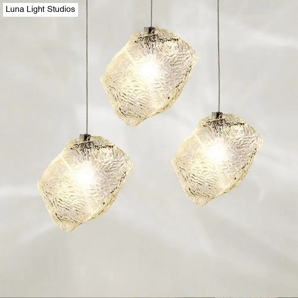 Minimalist Glass Pendant Lamp - Ice Hanging Ceiling Light For Dining Room