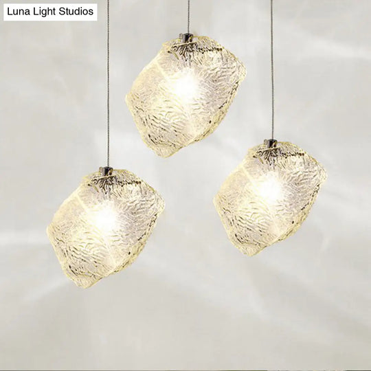 Minimalist Glass Pendant Lamp - Ice Hanging Ceiling Light For Dining Room