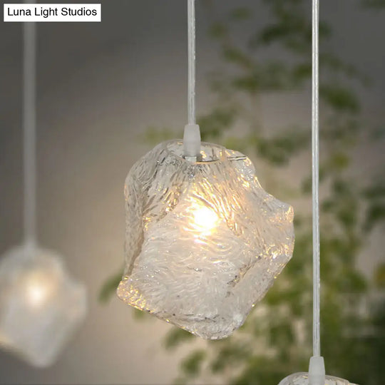 Minimalist Glass Pendant Lamp - Ice Hanging Ceiling Light For Dining Room Clear