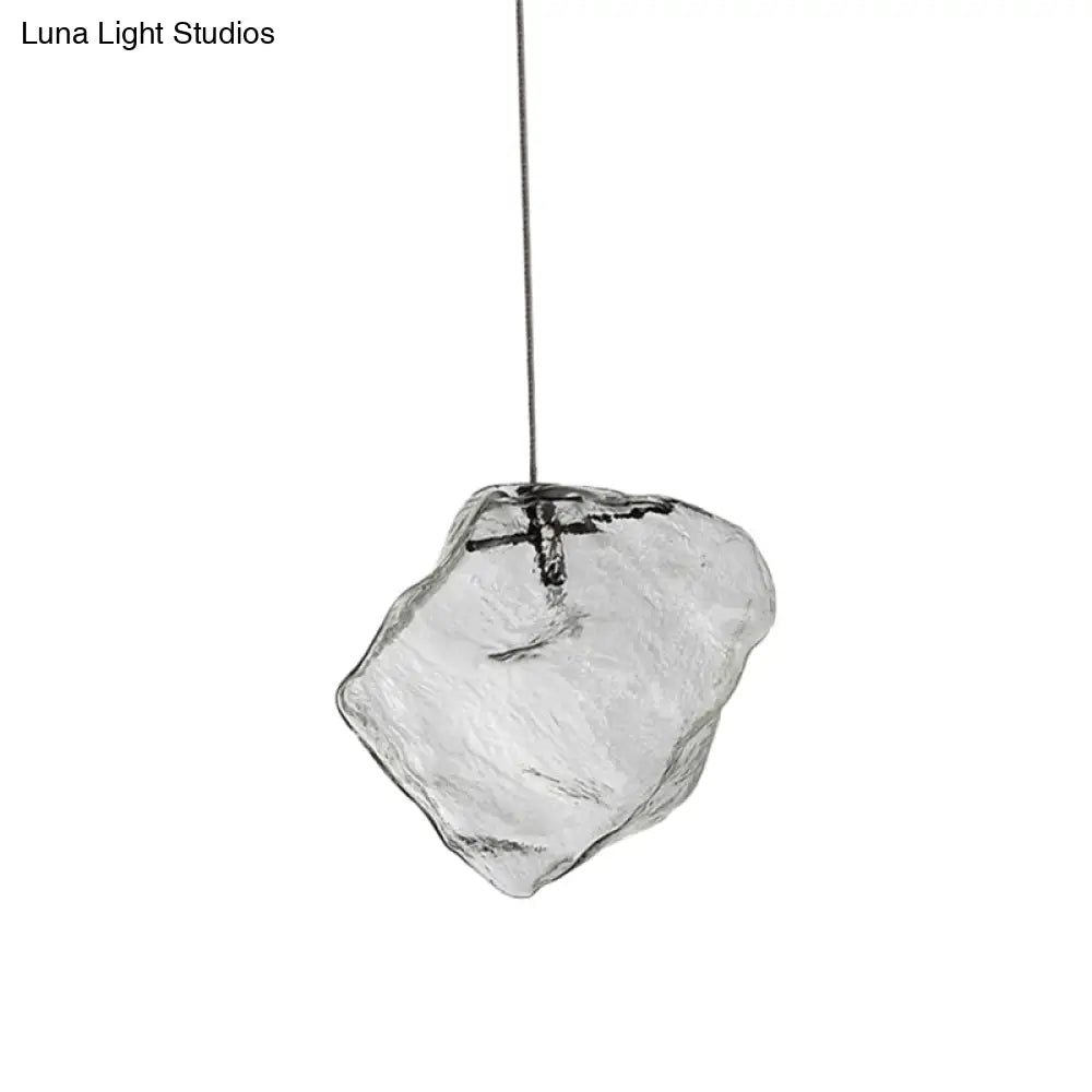 Ice Glass Hanging Ceiling Light - Minimalist Clear Pendant Lamp For Dining Room (1 Light)