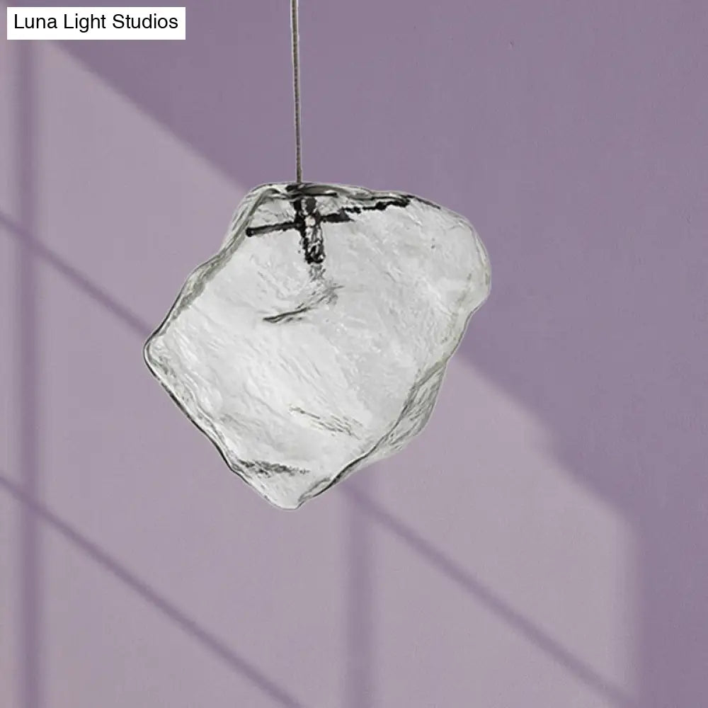 Minimalist Glass Pendant Lamp - Ice Hanging Ceiling Light For Dining Room