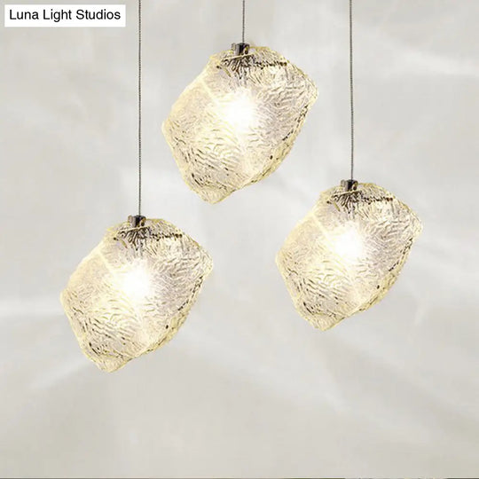 Ice Glass Hanging Ceiling Light - Minimalist Clear Pendant Lamp For Dining Room (1 Light)