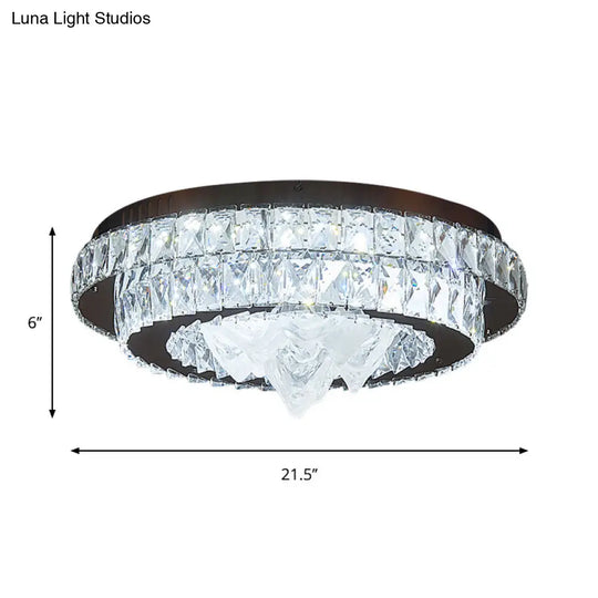 Iceberg Crystal Led Flush Mount Lamp: Sleek Tiered Design For Parlor Ceiling In Chrome