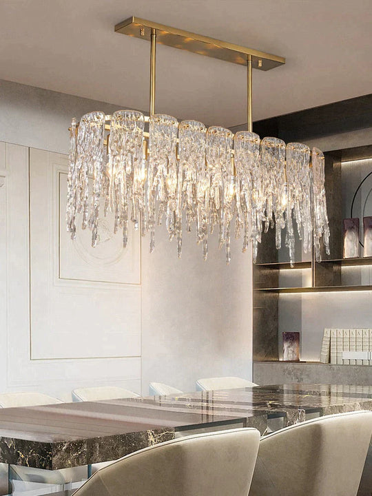 Icicle Nordic All Copper Modern Luxury Crystal Rectangular Chandelier Chandelier