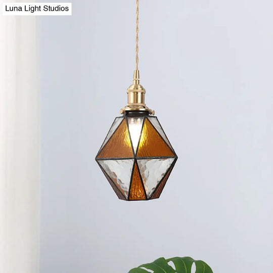 Icy Clear Glass Hanging Lamp - Tiffany-Style Geometric Pendant Light Fixture