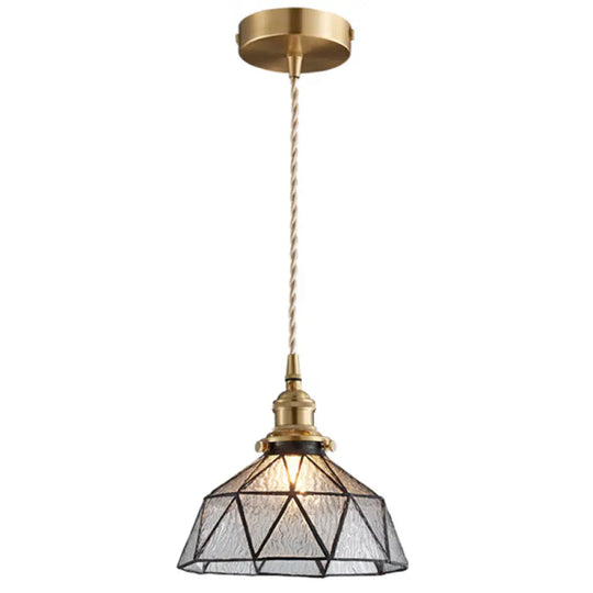 Icy Geometric Glass Hanging Lamp With Tiffany-Style Pendant Fixture 1 / Clear