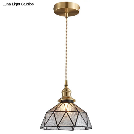 Geometric Icy Glass Pendant Lamp In Tiffany-Style 1 / Clear