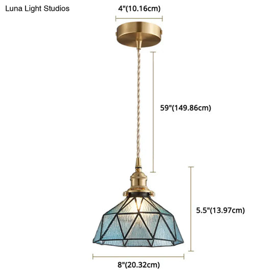 Geometric Icy Glass Pendant Lamp In Tiffany-Style