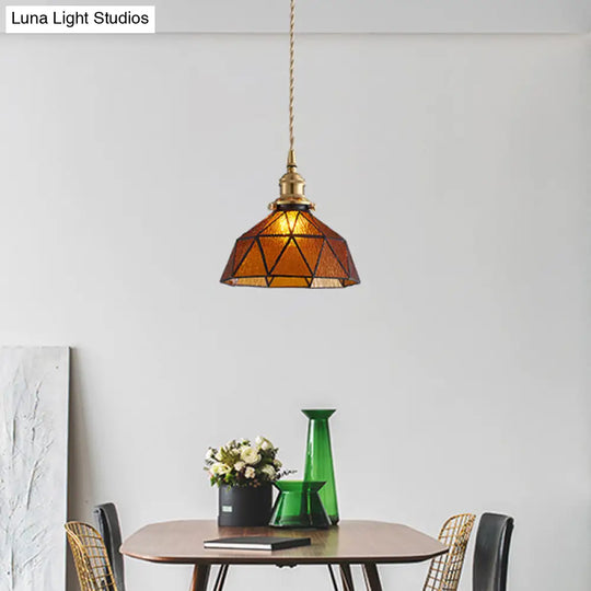 Icy Geometric Glass Hanging Lamp With Tiffany-Style Pendant Fixture