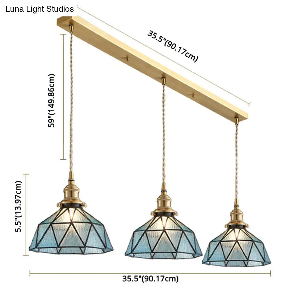 Geometric Icy Glass Pendant Lamp In Tiffany-Style