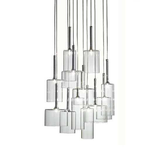 Ilaria - Modern 3/6/10 Lights Dining Room Cluster Lighting With Cylinder Clear Glass Shade Chrome