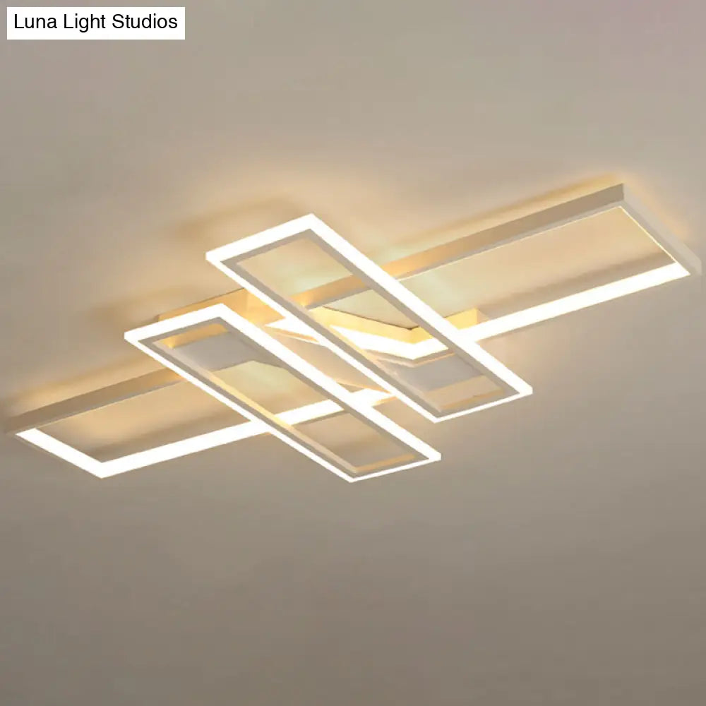 Illuminate Your Modern Living Room: Led Acrylic Frame Semi-Flush Mount Ceiling Light White / 35.5