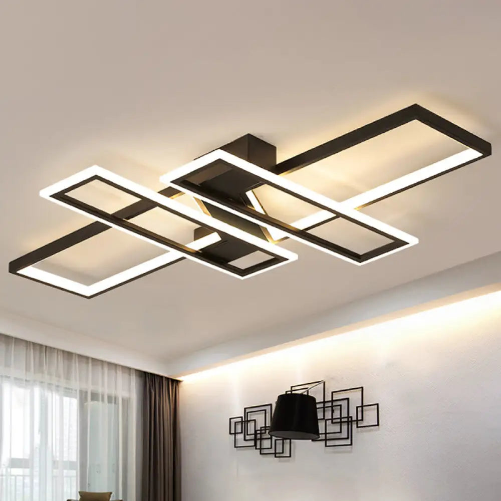 Illuminate Your Modern Living Room: Led Acrylic Frame Semi-Flush Mount Ceiling Light Black /