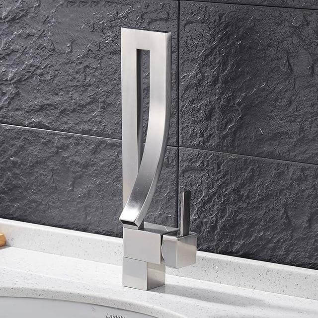 Hydrobliss - Modern Single Handle Bathroom Faucet Brushed Nickel