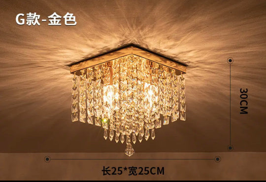 Square simple aisle living room LED ceiling crystal lamp balcony entrance corridor corridor aisle lamp creative ceiling lamp