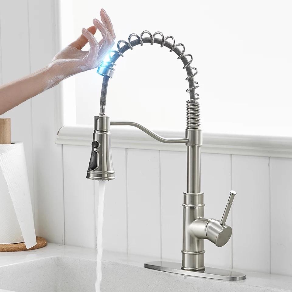 Hydrobliss - Modern Smart Spring Faucet Brushed Nickel Kitchen Faucets