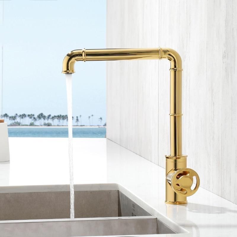 Hydrobliss - Industrial Kitchen Faucet Polished Gold Faucets