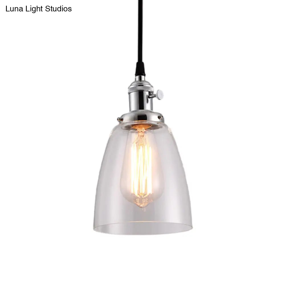 Industrial Hanging Light Kit - Bell Clear Glass Pendant Lamp With Bronze/Brass/Copper Top