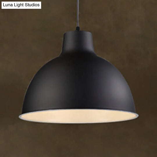 Industrial Aluminum Dome Pendant Light In Black/White For Dining Room Suspension Black