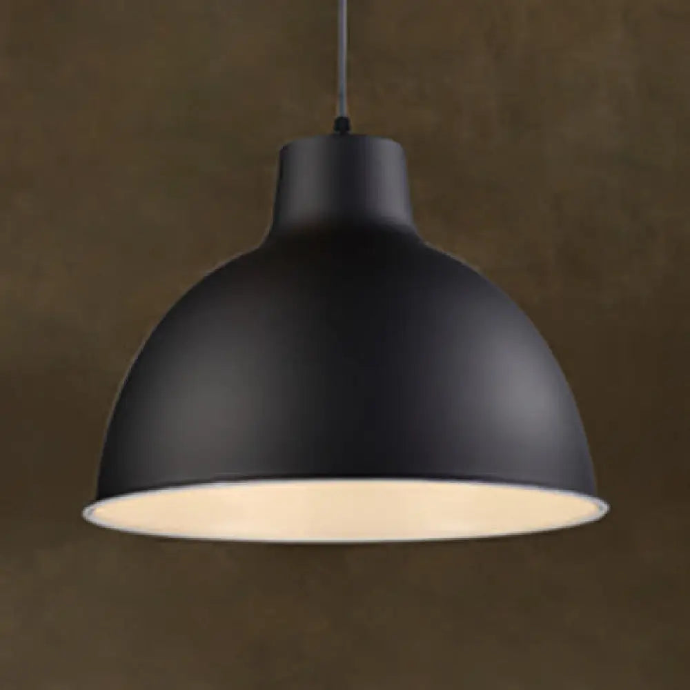 Industrial 1-Head Aluminum Dome Hanging Light In Black/White - Perfect For Dining Rooms Black