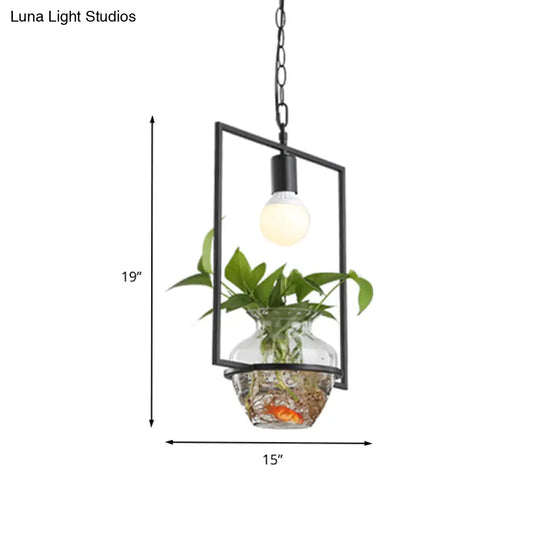 Industrial 1-Head Led Drop Lamp - 8’/15’ Metal Rectangle Design Perfect For Restaurants And Bars