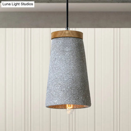 Industrial 1-Light Cement Pendant For Coffee Shop Ceiling With Tapered Shade - Black/White/Grey