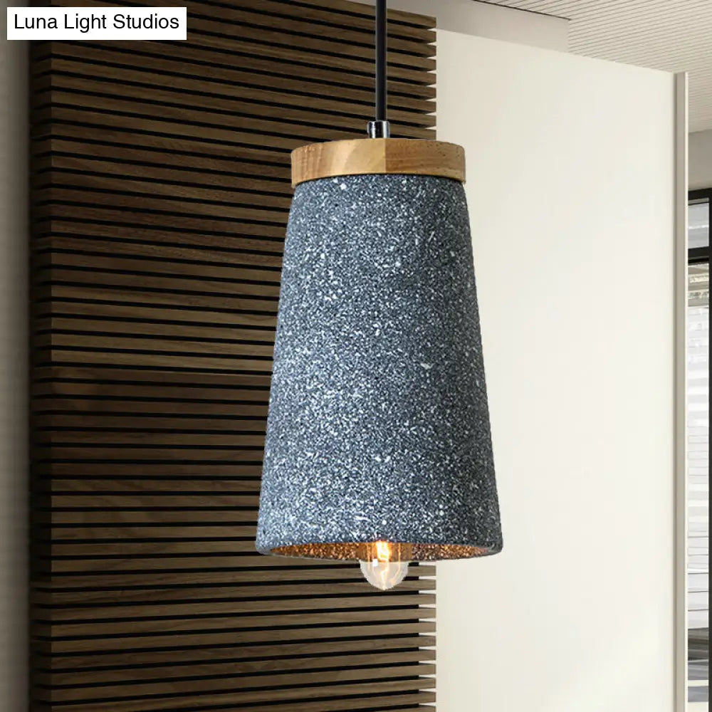 Industrial 1 Light Cement Tapered Shade Ceiling Pendant In Black/White/Grey - Stylish Lighting For