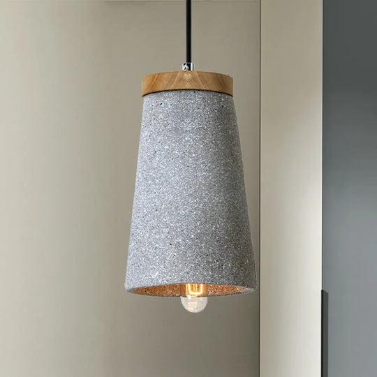 Industrial 1-Light Cement Pendant For Coffee Shop Ceiling With Tapered Shade - Black/White/Grey