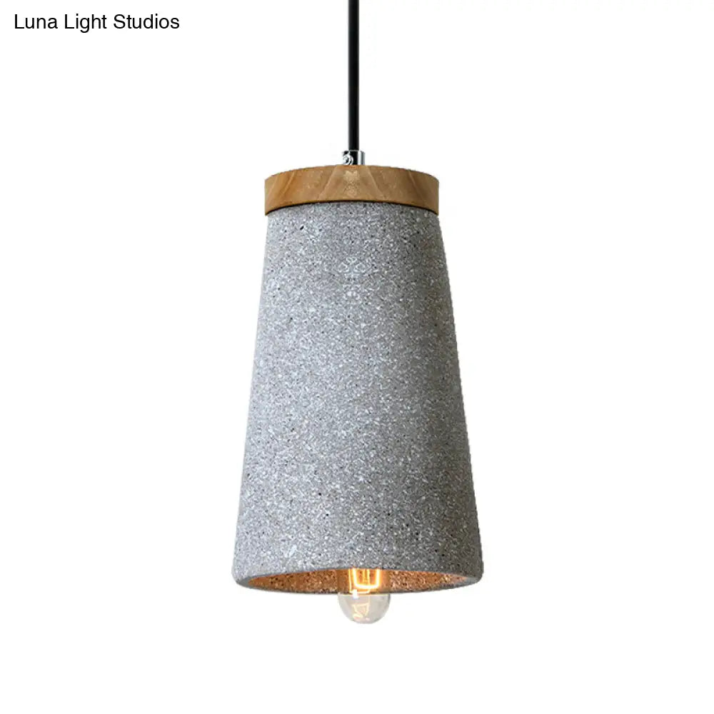 Industrial 1 Light Cement Tapered Shade Ceiling Pendant In Black/White/Grey - Stylish Lighting For