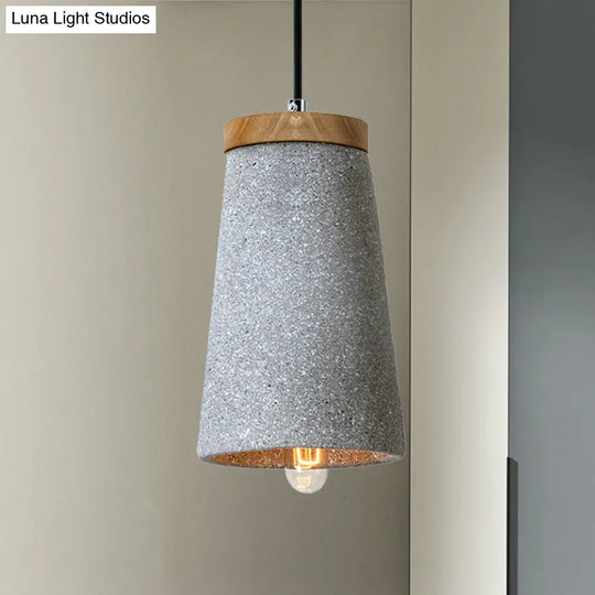 Industrial 1 Light Cement Tapered Shade Ceiling Pendant In Black/White/Grey - Stylish Lighting For