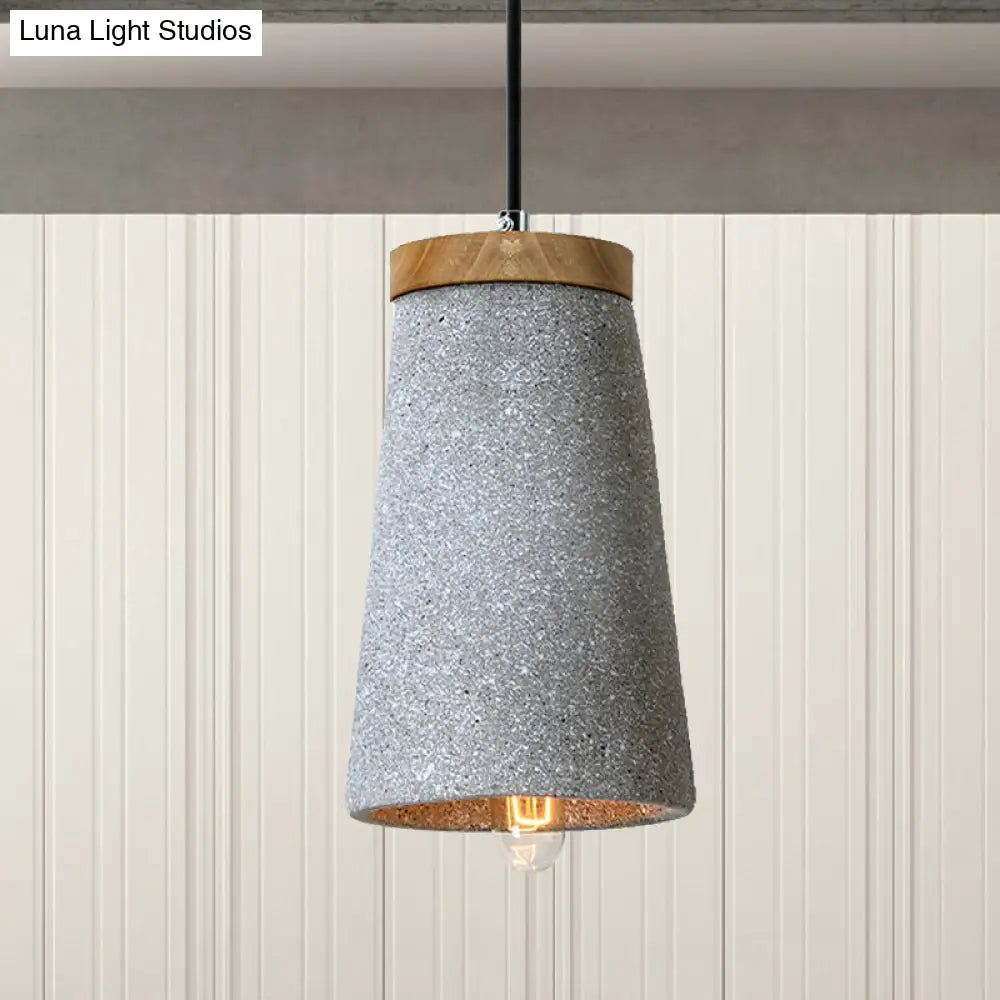 Industrial 1 Light Cement Tapered Shade Ceiling Pendant In Black/White/Grey - Stylish Lighting For