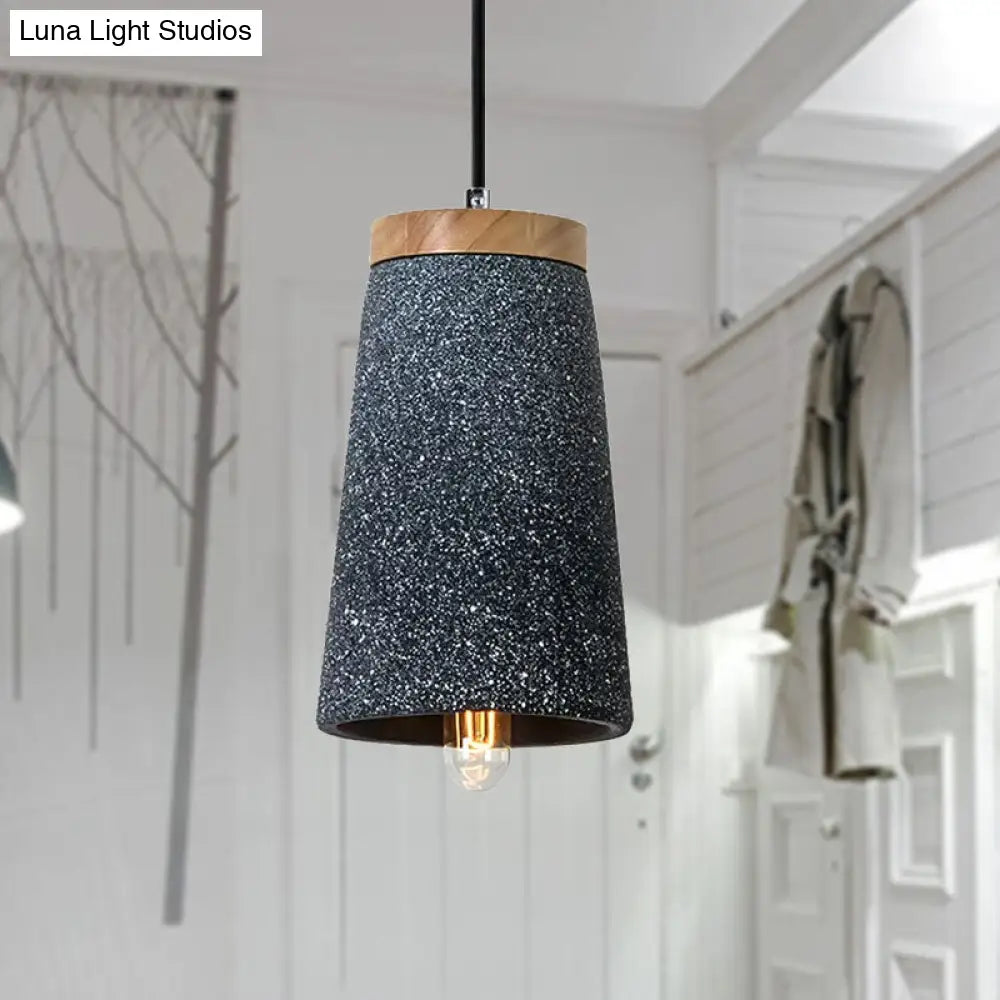 Industrial 1 Light Cement Tapered Shade Ceiling Pendant In Black/White/Grey - Stylish Lighting For