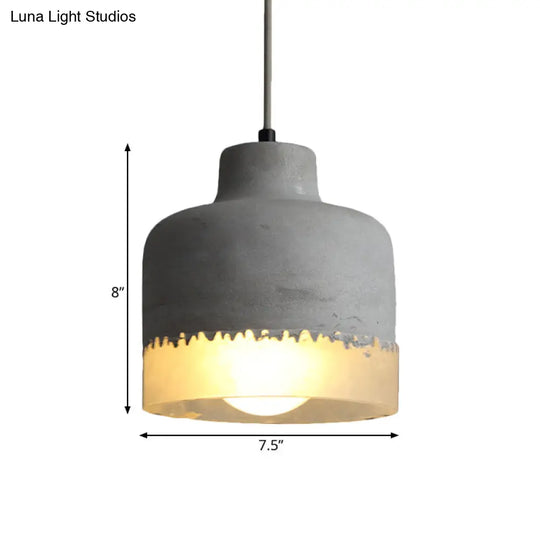 Industrial 1-Light Grey Cement Ceiling Pendant For Restaurants - Altar Shaped