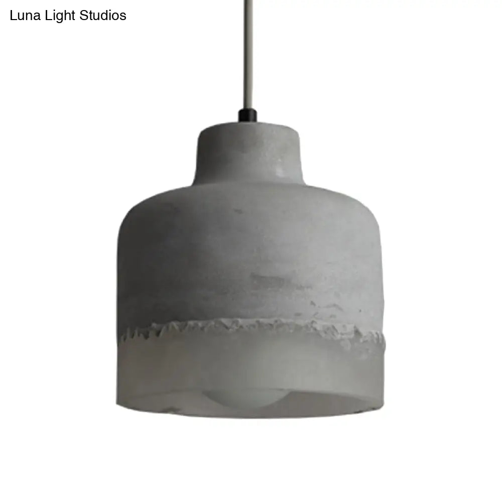 Industrial 1-Light Grey Cement Ceiling Pendant Lamp For Restaurants