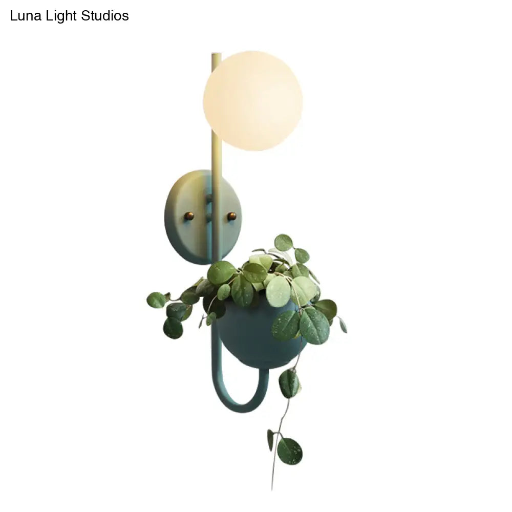 Industrial 1-Light Led Metal Sconce In Yellow/Blue/Green For Plant Wall Mount Lighting Restaurants