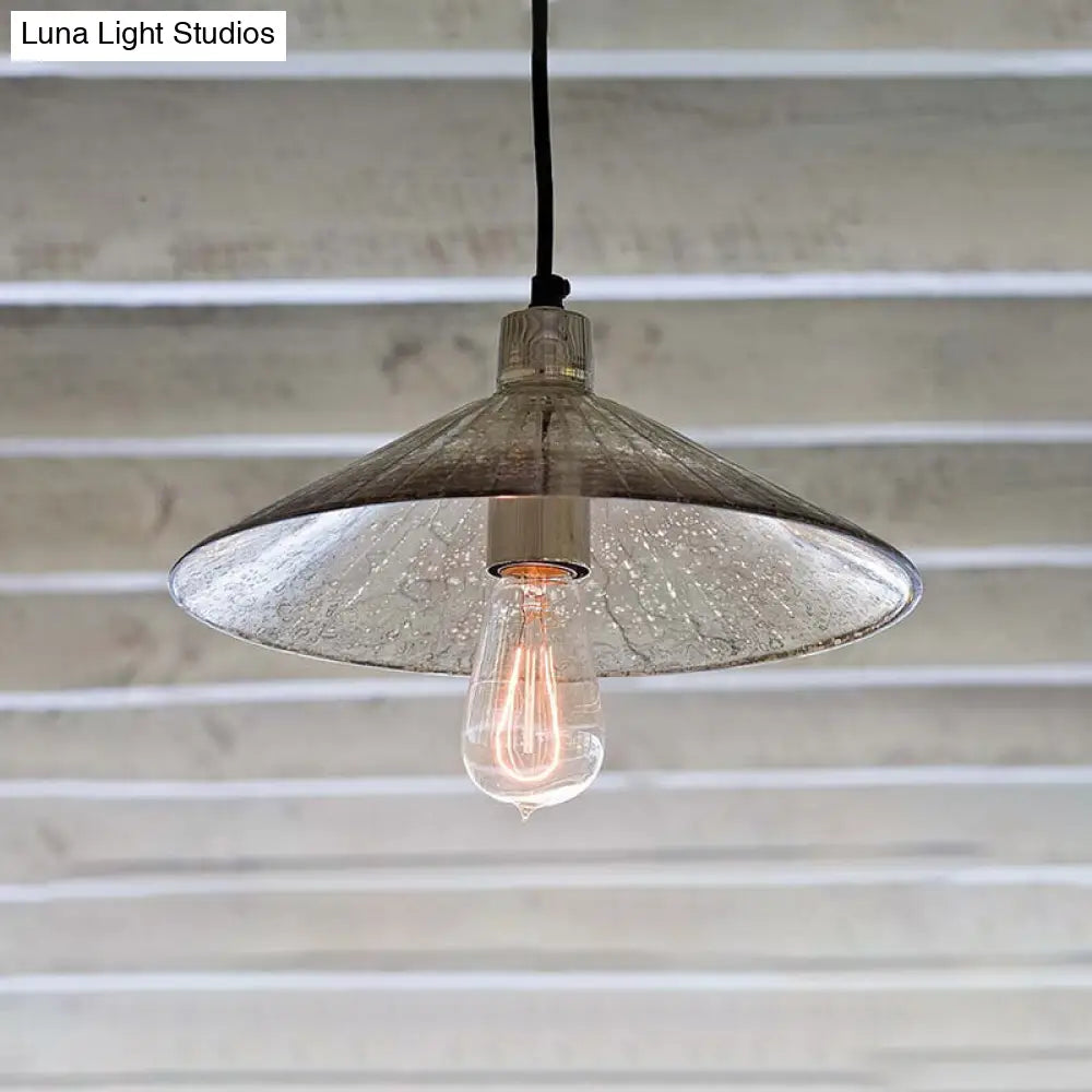 Industrial Mercury Glass Pendant Light For Bedroom - Silver Flared/Cone/Bowl Design 1 Ceiling