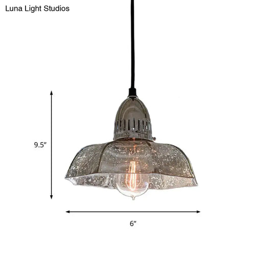 Industrial Mercury Glass Pendant Light For Bedroom - Silver Flared/Cone/Bowl Design 1 Ceiling