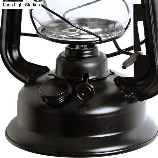 Industrial 1-Light Wall Lamp With Lantern Glass Shade In Black