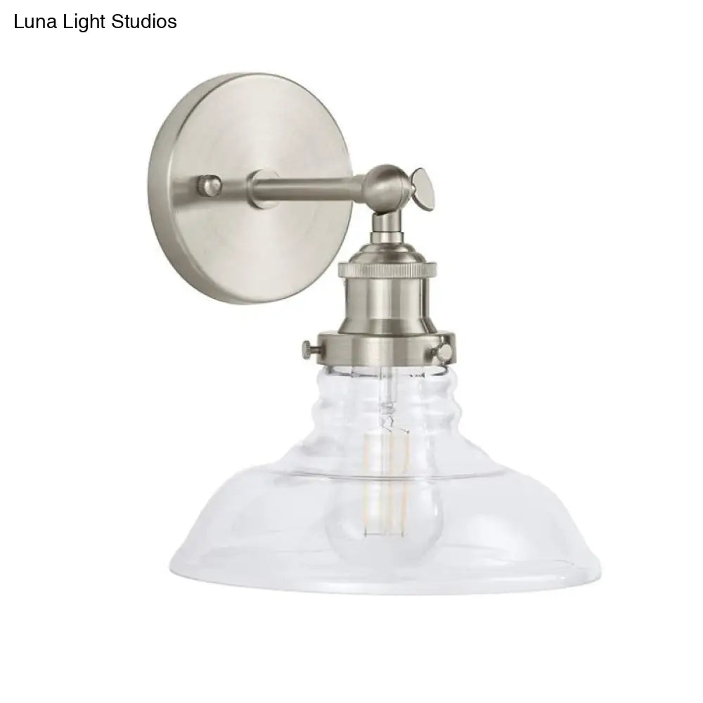 Industrial 1-Light Wall Sconce Clear Glass & Chrome/Nickel Finish - Ideal For Kitchen