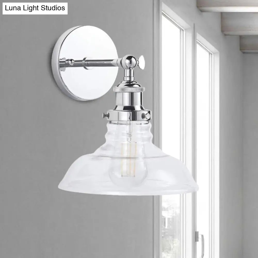 Industrial 1-Light Wall Sconce Clear Glass & Chrome/Nickel Finish - Ideal For Kitchen