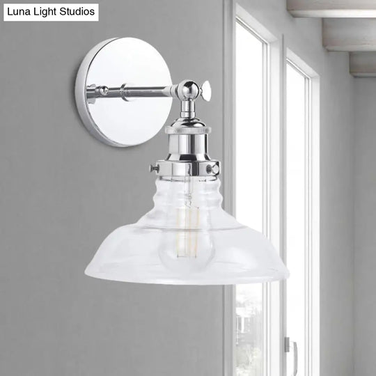 Industrial 1-Light Wall Sconce Clear Glass & Chrome/Nickel Finish - Ideal For Kitchen