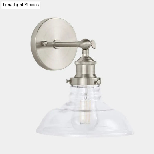 Industrial 1-Light Wall Sconce Clear Glass & Chrome/Nickel Finish - Ideal For Kitchen