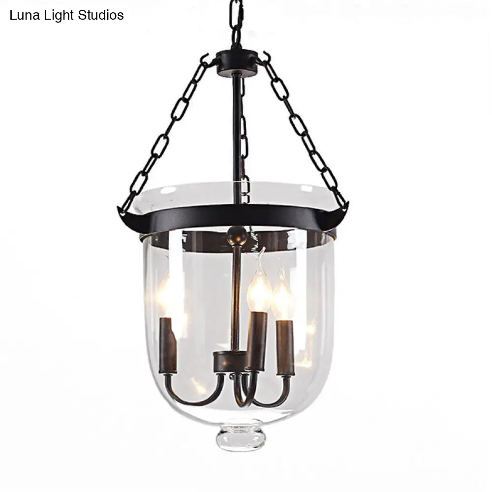 Industrial 3-Light Pendant Lamp With Adjustable Chain For Dining Room