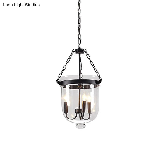 Industrial 3-Light Pendant Lamp With Adjustable Chain - Modern Transparent Glass Hanging Light For