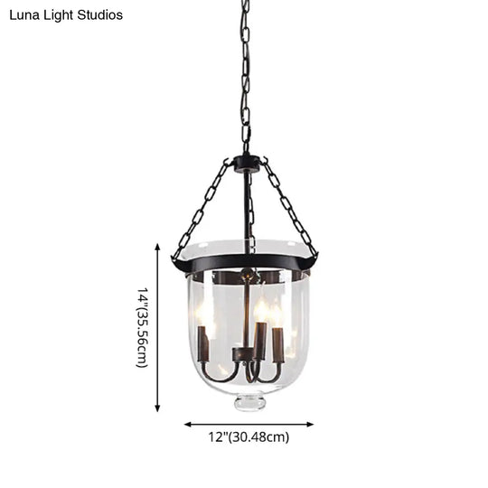 Industrial 3-Light Pendant Lamp With Adjustable Chain For Dining Room